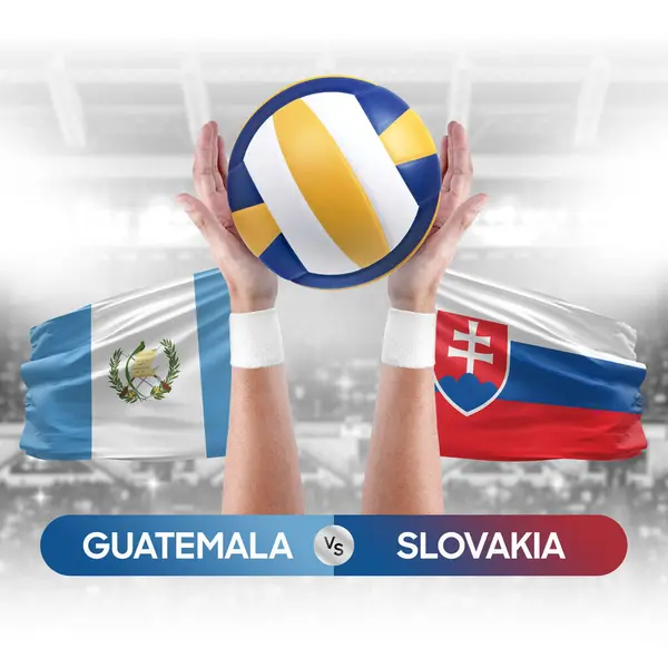 Guatemala vs Slovakia national teams volleyball volley ball match competition concept.