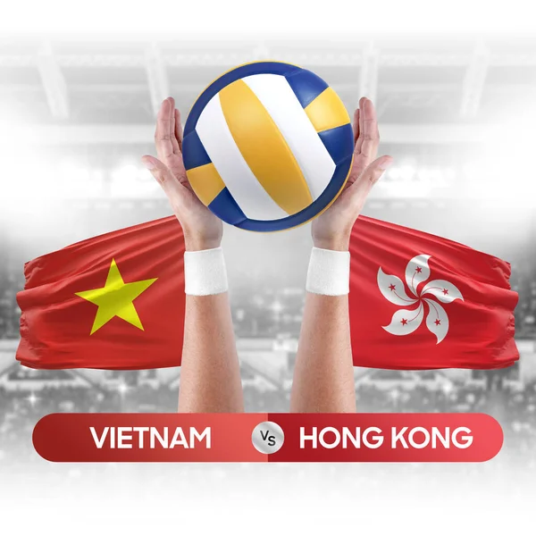 Vietnam vs Hong Kong national teams volleyball volley ball match competition concept.