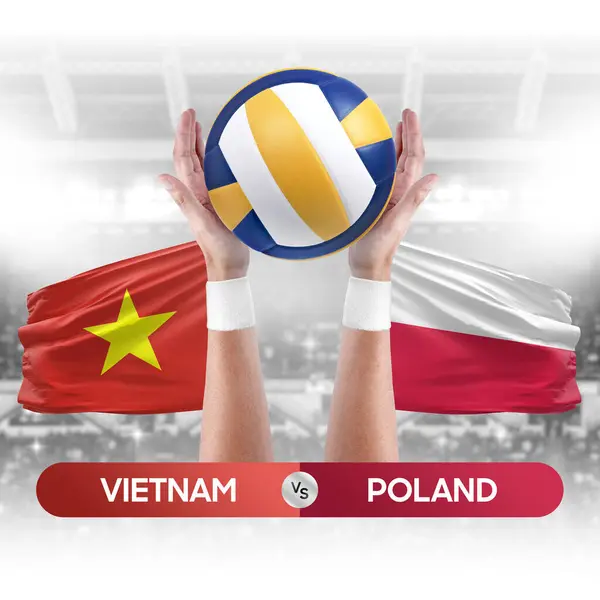 Vietnam, Polonya 'ya karşı milli takımlar voleybol voleybol maçı konsepti.