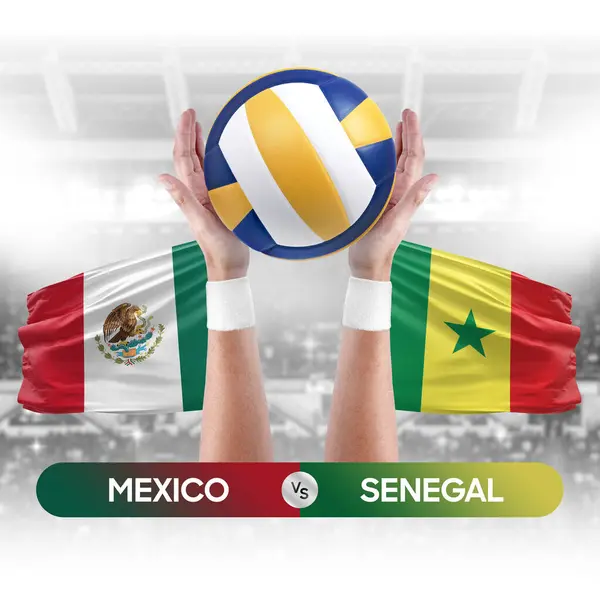 Mexico vs Senegal national teams volleyball volley ball match competition concept.