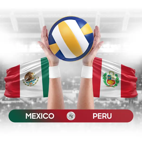 Mexico vs Peru national teams volleyball volley ball match competition concept.