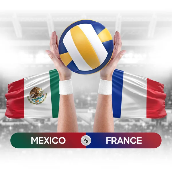 Mexico vs France national teams volleyball volley ball match competition concept.