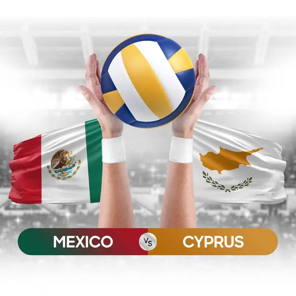 Mexico vs Cyprus national teams volleyball volley ball match competition concept.
