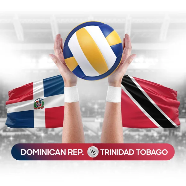 stock image Dominican Republic vs Trinidad Tobago national teams volleyball volley ball match competition concept.