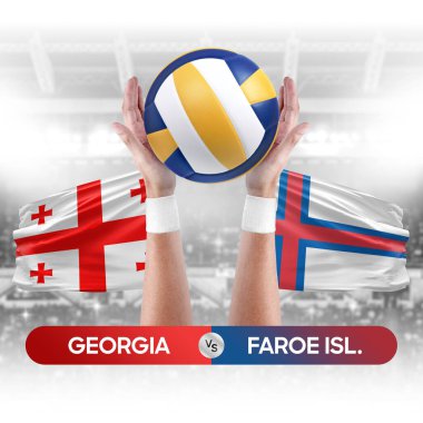 Gürcistan, Faroe Adalarına karşı milli takımlar voleybol voleybol topu yarışma konsepti.