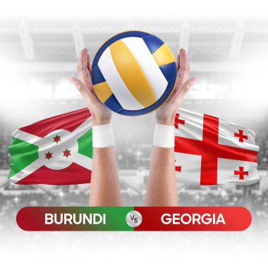 Burundi, Gürcistan milli takımlarına karşı voleybol voleybol topu yarışma konsepti.