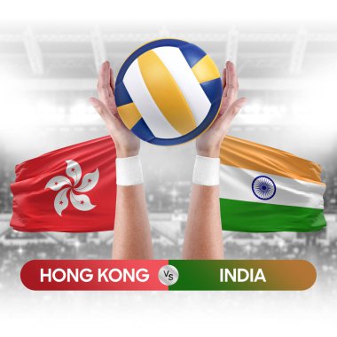 Hong Kong, Hindistan milli takımlarına karşı voleybol topu yarışması konsepti.