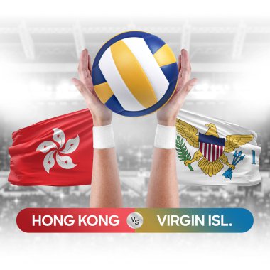 Hong Kong Virgin Adaları milli takımlarına karşı voleybol voleybol topu yarışma konsepti.
