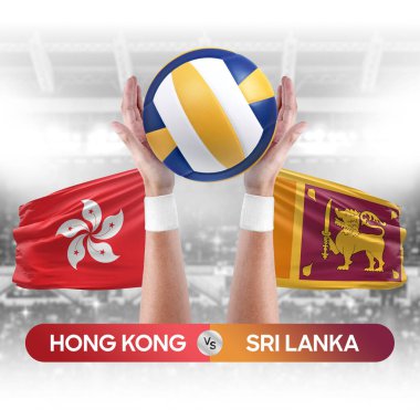 Hong Kong, Sri Lanka milli takımlarına karşı voleybol voleybol topu yarışması konsepti.