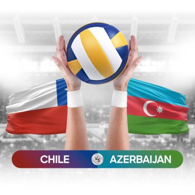 Şili, Azerbaycan milli takımlarına karşı voleybol voleybol topu yarışma konsepti.