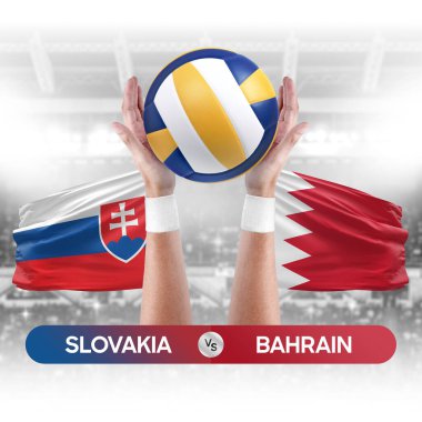 Slovakya Bahreyn milli takımlarına karşı voleybol voleybol topu yarışma konsepti.