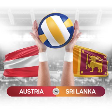 Avusturya, Sri Lanka milli takımlarına karşı voleybol voleybol topu yarışma konsepti.