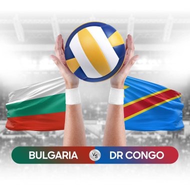 Bulgaristan, Dr Kongo milli takımlarına karşı voleybol voleybol maçı konsepti.