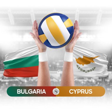 Bulgaristan Kıbrıs Rum Kesimi milli takımlarına karşı voleybol voleybol maçı konsepti.