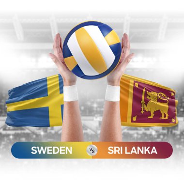 İsveç, Sri Lanka milli takımlarına karşı voleybol voleybol topu yarışma konsepti.