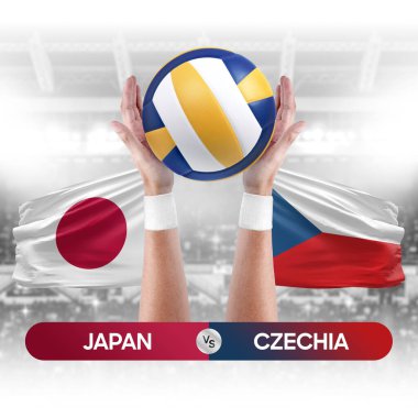 Japonya, Çek milli takımlarına karşı voleybol voleybol maçı konsepti.