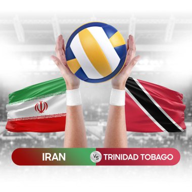 İran, Trinidad Tobago 'ya karşı milli takımlar voleybol voleybol topu yarışma konsepti.