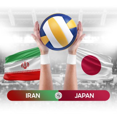 İran, Japonya milli takımlarına karşı voleybol voleybol maçı konsepti.