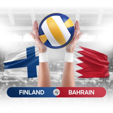 Finlandiya Bahreyn milli takımlarına karşı voleybol voleybol maçı konsepti.