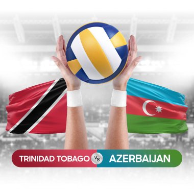 Trinidad Tobago Azerbaycan milli takımlarına karşı voleybol voleybol topu yarışma konsepti.