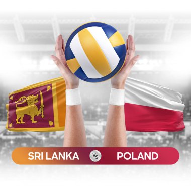 Sri Lanka, Polonya milli takımlarına karşı voleybol voleybol topu yarışma konsepti.
