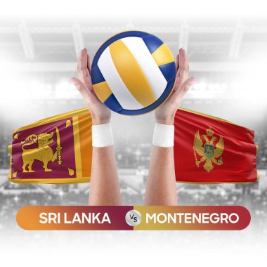 Sri Lanka Karadağ milli takımlarına karşı voleybol voleybol topu yarışma konsepti.