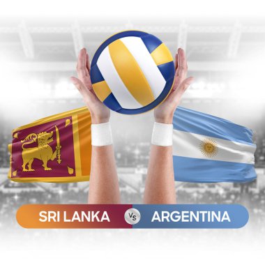 Sri Lanka Arjantin milli takımlarına karşı voleybol voleybol topu yarışma konsepti.