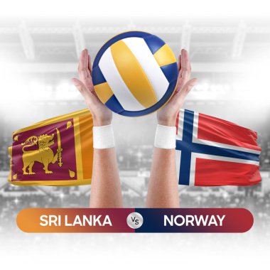 Sri Lanka Norveç milli takımlarına karşı voleybol voleybol topu yarışma konsepti.