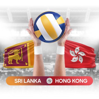 Sri Lanka, Hong Kong milli takımlarına karşı voleybol voleybol topu yarışması konsepti.