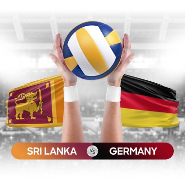 Sri Lanka Almanya milli takımlarına karşı voleybol voleybol topu yarışma konsepti.