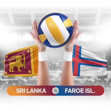 Sri Lanka Faroe Adalarına karşı milli takımlar voleybol voleybol topu yarışma konsepti.