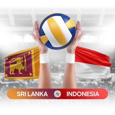 Sri Lanka, Endonezya milli takımlarına karşı voleybol voleybol topu yarışma konsepti.