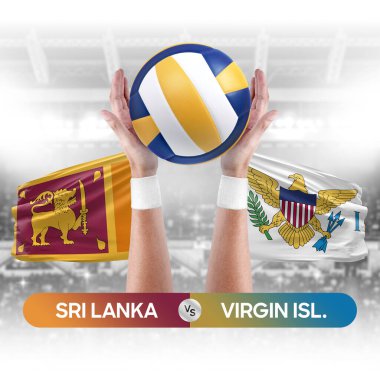 Sri Lanka Virgin Adalarına karşı milli takımlar voleybol voleybol topu yarışma konsepti.