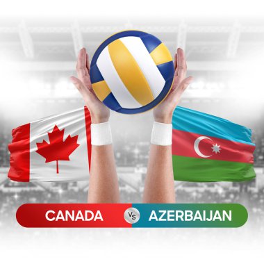 Kanada, Azerbaycan milli takımlarına karşı voleybol voleybol topu yarışma konsepti.