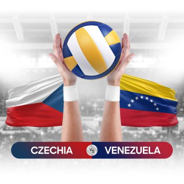 Çek-Venezuela milli takımlarına karşı voleybol voleybol maçı konsepti.