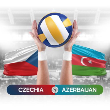 Çek Azerbaycan milli takımlarına karşı voleybol voleybol maçı konsepti.