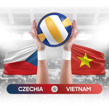 Çek-Vietnam milli takımları voleybol voleybol müsabakası konsepti.