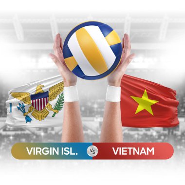 Virgin Adaları Vietnam milli takımlarına karşı voleybol voleybol topu yarışma konsepti.