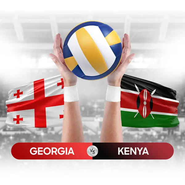 Gürcistan Kenya milli takımlarına karşı voleybol voleybol maçı konsepti.