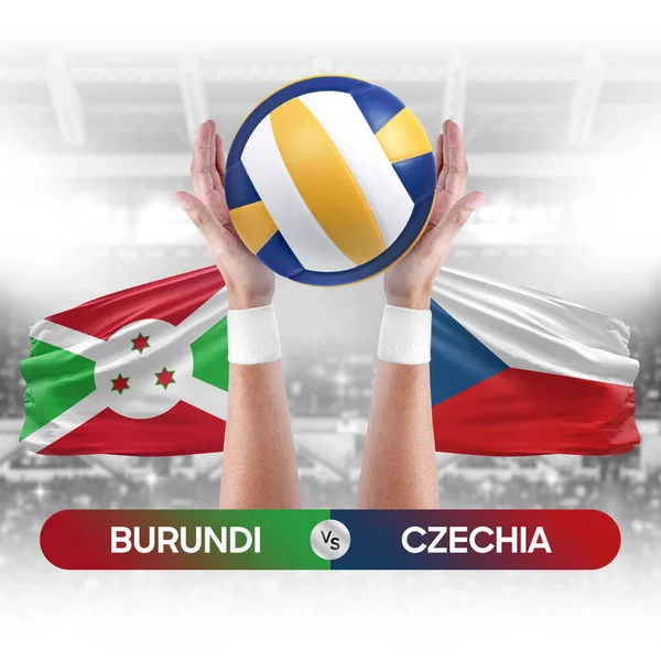 Burundi vs Czechia national teams volleyball volley ball match competition concept.