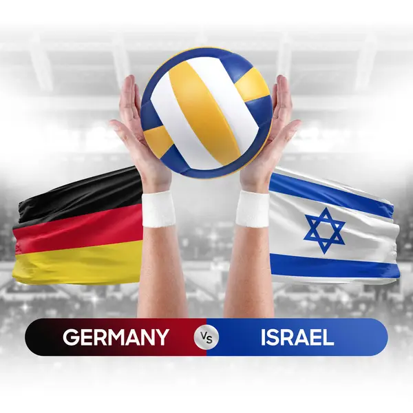Germany vs Israel national teams volleyball volley ball match competition concept.