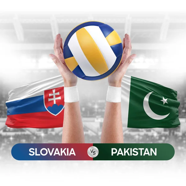 stock image Slovakia vs Pakistan national teams volleyball volley ball match competition concept.