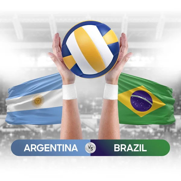 Argentine Brésil Équipes Nationales Volley Ball Match Concept Compétition — Photo