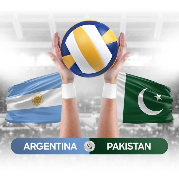 stock image Argentina vs Pakistan national teams volleyball volley ball match competition concept.