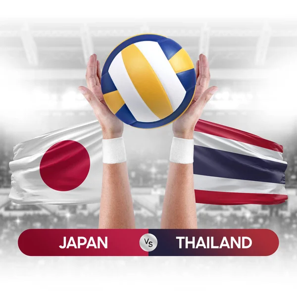 Japonya, Tayland milli takımlarına karşı voleybol topu yarışma konsepti.