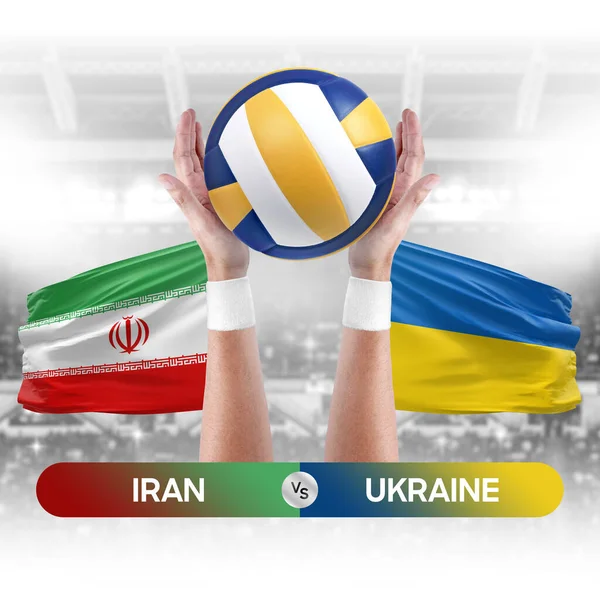 Iran vs Ukraine national teams volleyball volley ball match competition concept.