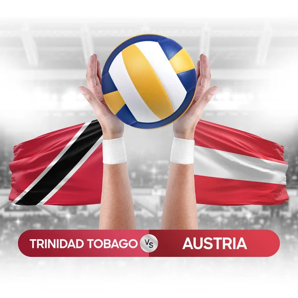 Trinidad Tobago Avusturya milli takımlarına karşı voleybol voleybol topu yarışma konsepti.