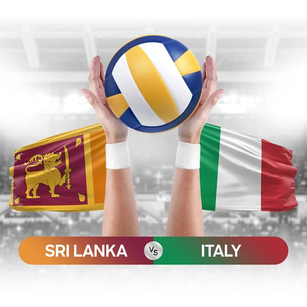 Sri Lanka İtalya milli takımlarına karşı voleybol voleybol topu yarışma konsepti.