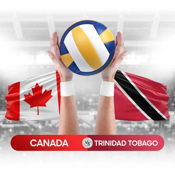 stock image Canada vs Trinidad Tobago national teams volleyball volley ball match competition concept.