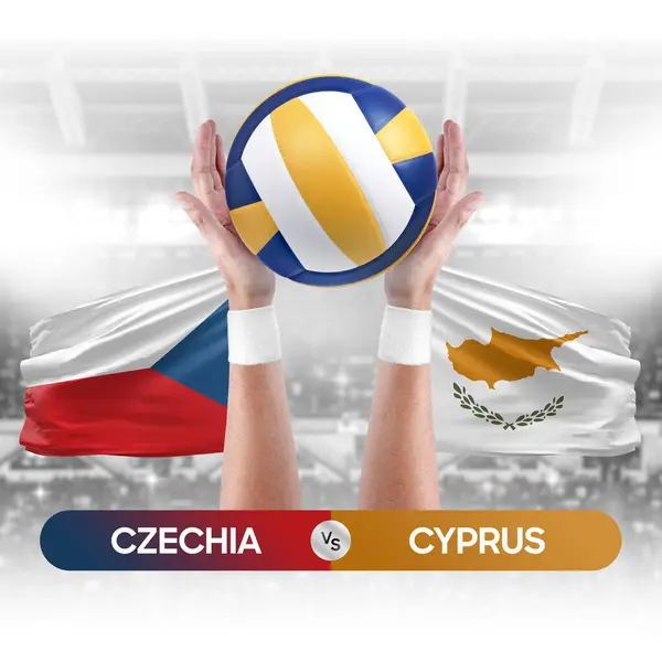 Czechia vs Cyprus national teams volleyball volley ball match competition concept.
